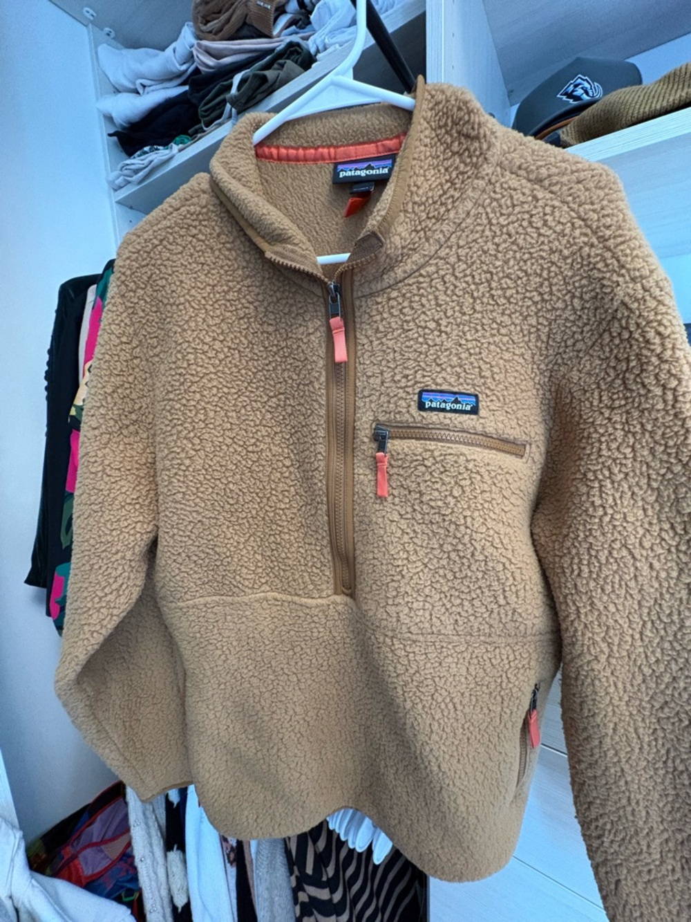 Patagonia Tan Sherpa Quarter-Zip Pullover